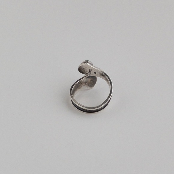 Sterling Silver Green Eilat Two Stone Spiral Wrap Ring Band Vintage 925 Size 10 - Picture 6 of 13